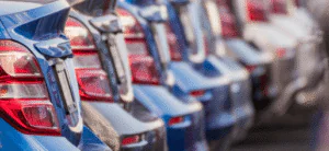 photo of the rear bumpers of ten autos